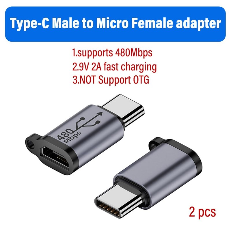 JORINDO 2 Pack Type-C Male to Micro USB Female Adapter，Micro Silver gallery