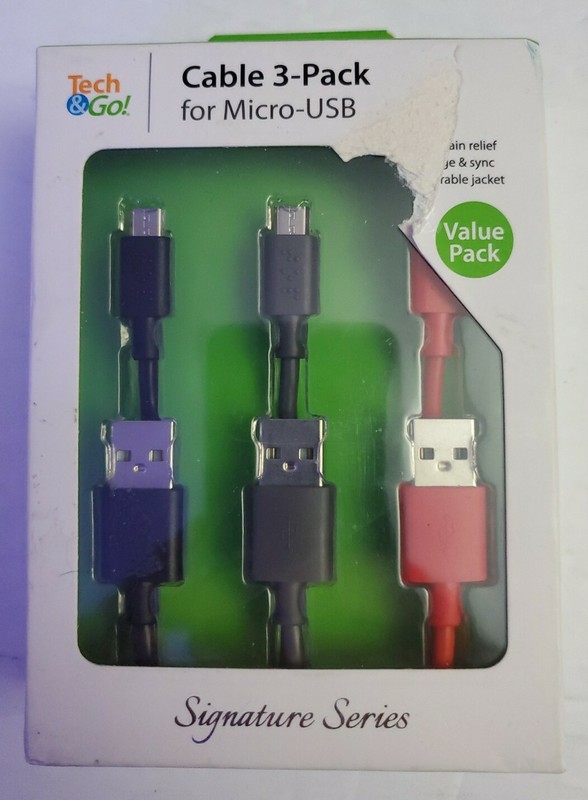 Tech & Go Cable 3-Pack for Micro-USB 3ft. Value Pack