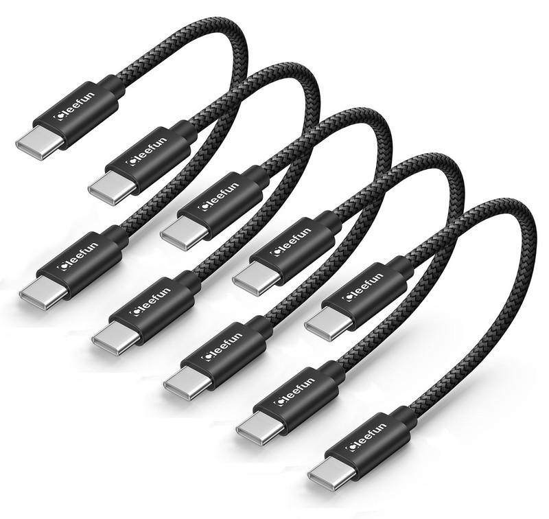 CLEEFUN Short USB C to USB C Cable 60W, USBC to USBC, [5-Pack, 1 ft] Type C t…