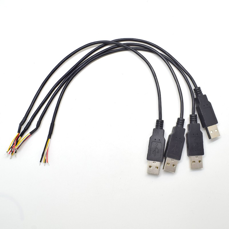 10pcs 30cm/1ft USB 2.0 Male Plug 4 Wire Shield DIY Pigtail Cable Black gallery