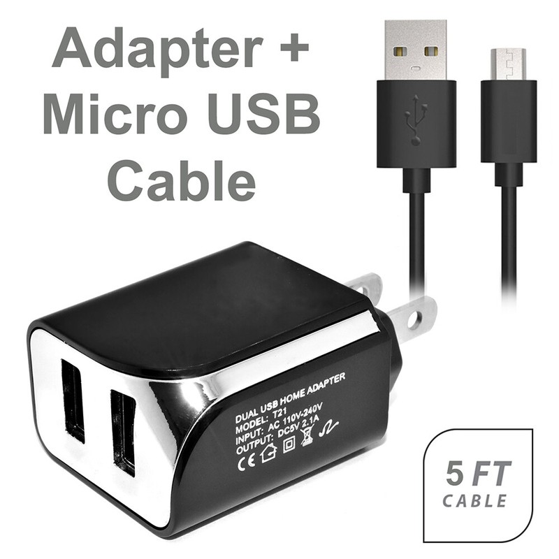Universal 2 In 1 Dual USB Ports Travel Charger Adapter With 5 Ft Type-C USB Cabl gallery