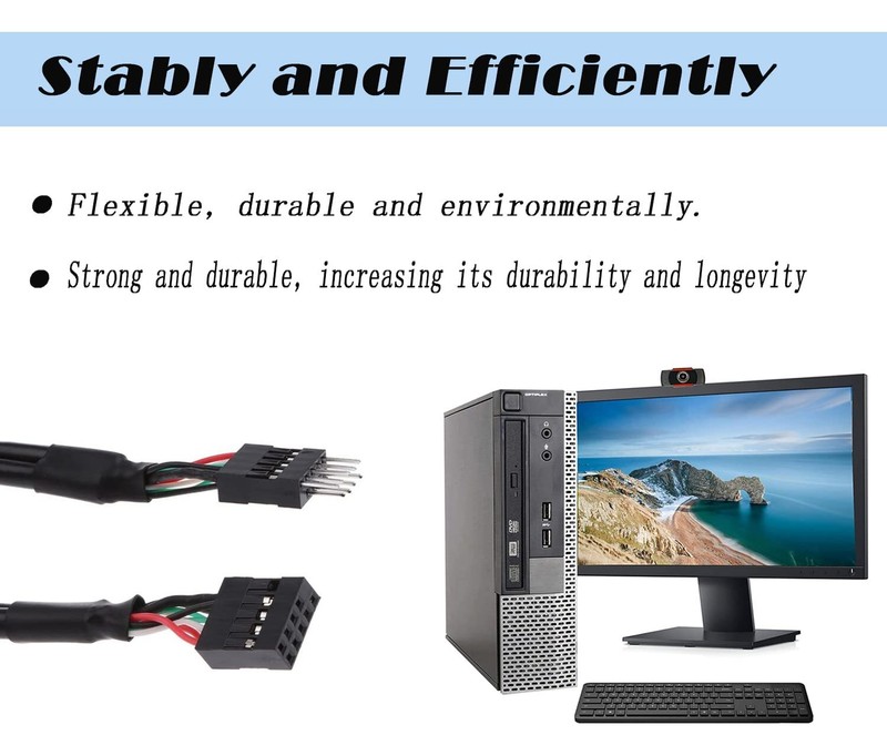 USB Header Extension Cable USB 2.0 9-Pin Male to Female for Motherboard 2 Pack gallery