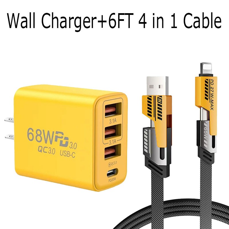 68W Super Fast Charging USB Type C Wall Charger For Samsung iPhone Android Phone