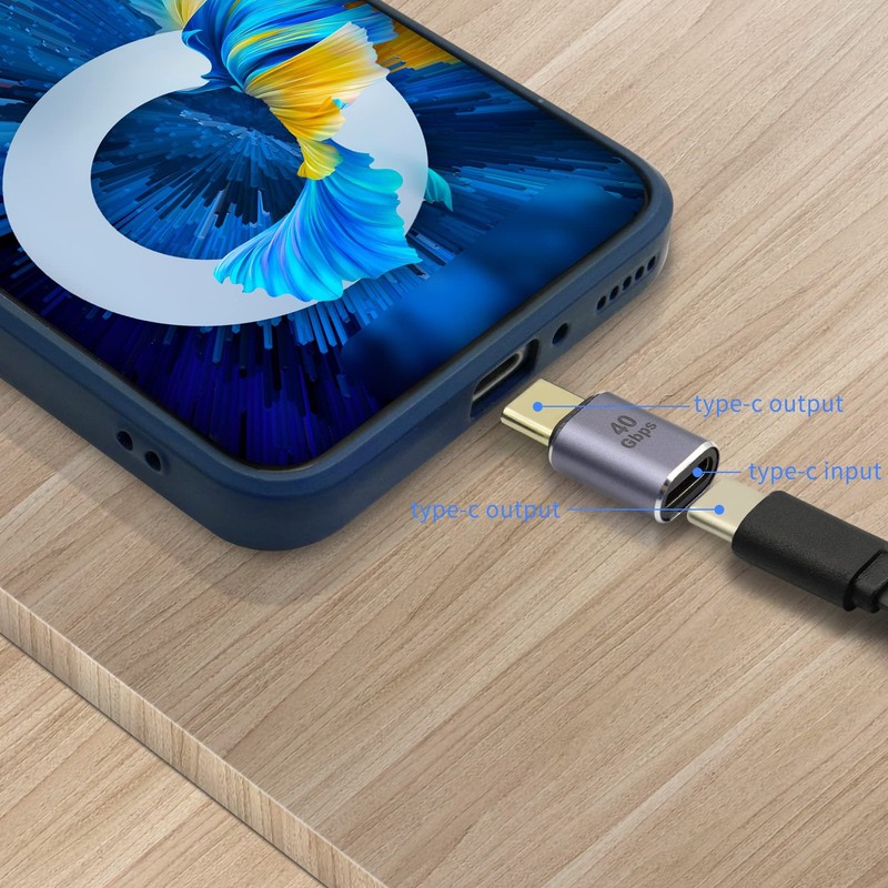USB C Male to Female Coupler USB4.0 Type C Expansion Adapter 40Gbps 100W Data... gallery