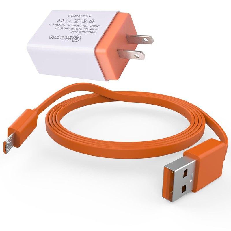 Orange 3.3ft Micro USB Charging Cable with Fitbit Charge 3/2/Flip 4/Pulse 2/F...
