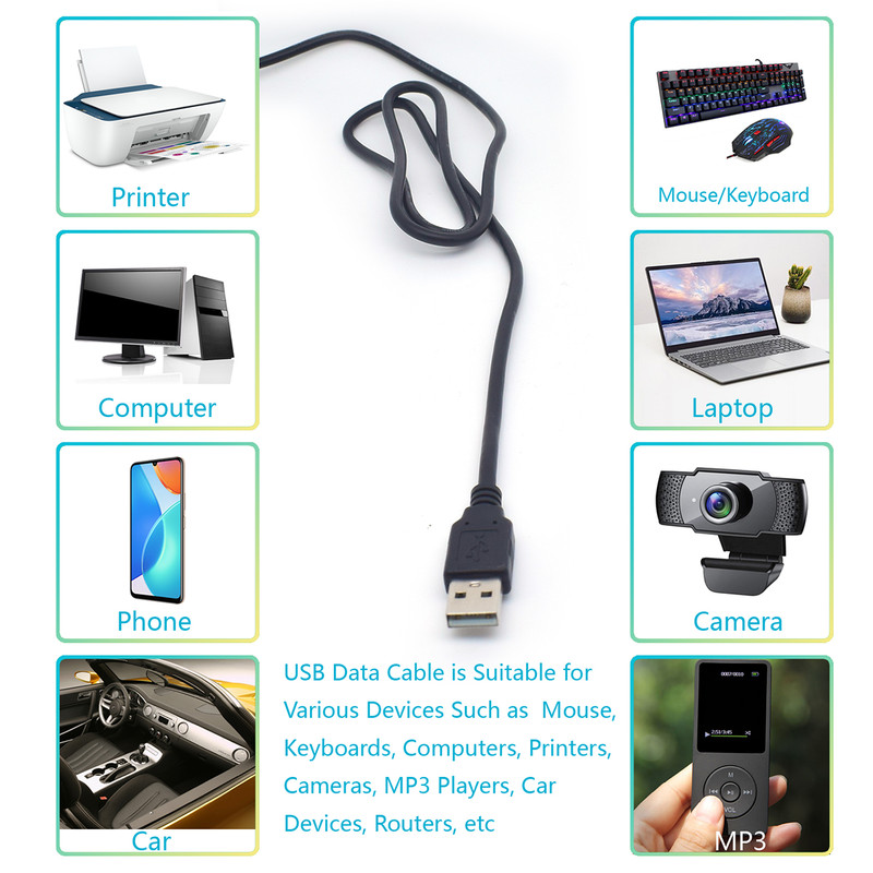 2pcs 1M/3FT USB Male 4 Pin Bare Wire Cable 5V 3A Power Pigtail for Repair DIY gallery