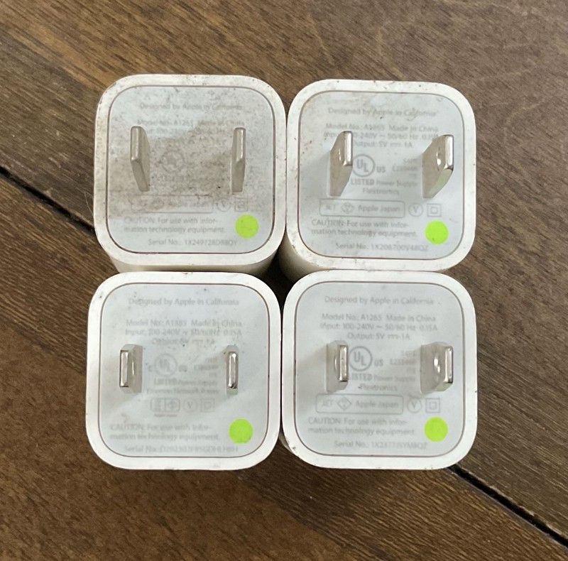 4 x Apple OEM USB Type-A Power Adapter AC Wall Charger-White for iPhone 6 7 X