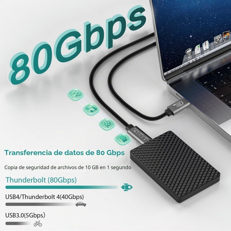USB C Thunderbolt 5 Cable - 1.64FT, 80Gbps Speed & Universal Compatibility gallery