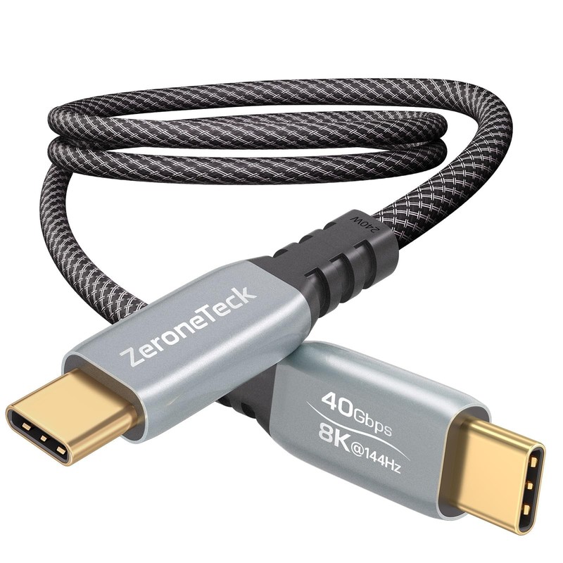5FT USB4 Cable Zinc Alloy 8K 144Hz 40Gbps 240W Thunderbolt 4 3 Monitor Laptop