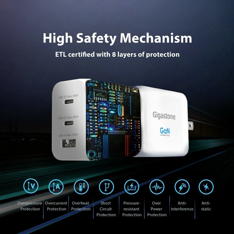 [Extreme Compact GaN Technology] Gigastone PD 65W GaN Fast Wall Charger 3-Port gallery