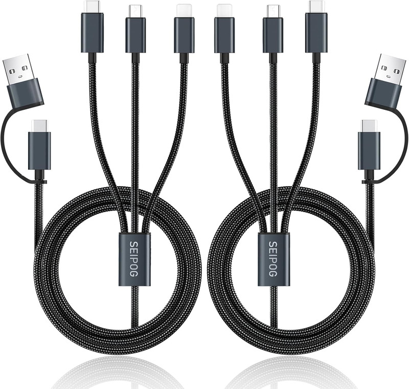 Multi Charging Cable 5 in 1, 2PCS 4FT USB C/A Multi Charger Cable to Type-C/Micr gallery