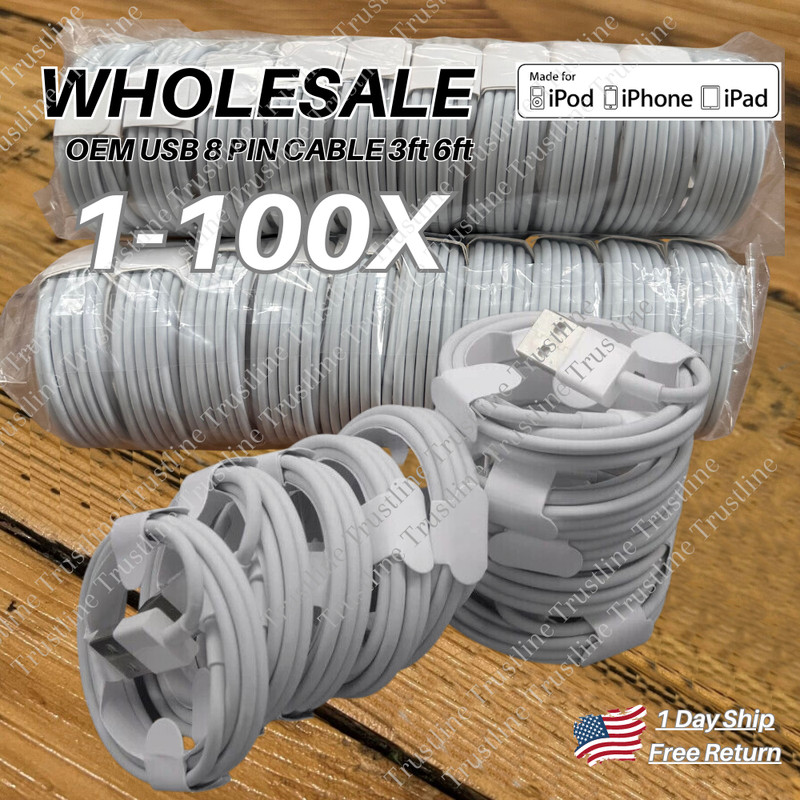 Wholesale USB Cable 3/6Ft For Apple iPhone 14 13 12 11 XR X 8 7 6 5 Charger Cord