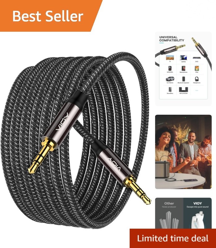 Durable Braided Aux Cable 3.3ft – Enjoy Quality Audio Anywhere with 3.5mm Jack