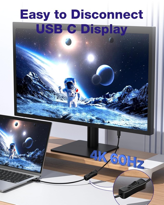 Short USB C On Off Switch Cable 10Gbps 1 Ft 3.1 TypeC to C PD 20V/3A Video gallery