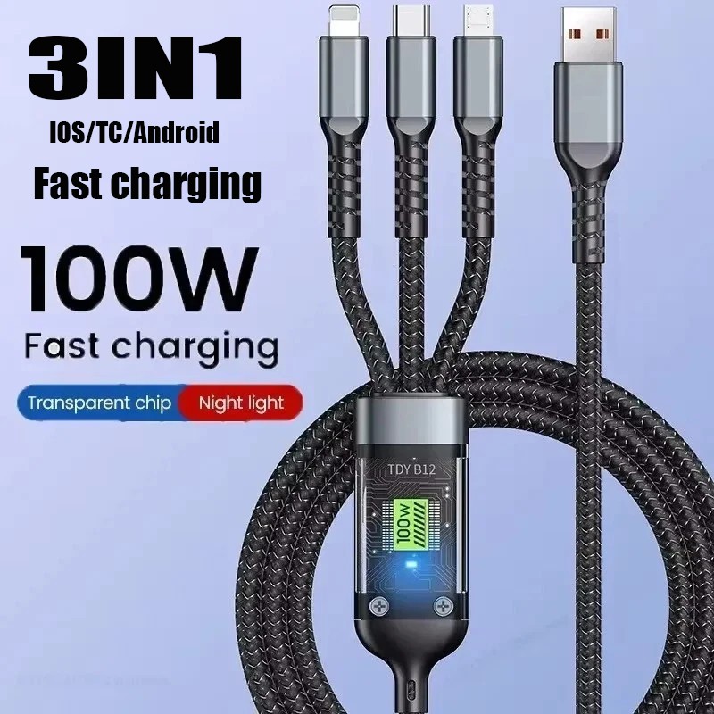 3in1 Fast USB Charging Cable Universal Multi Function iPhone 17 Charger Cord Lot gallery