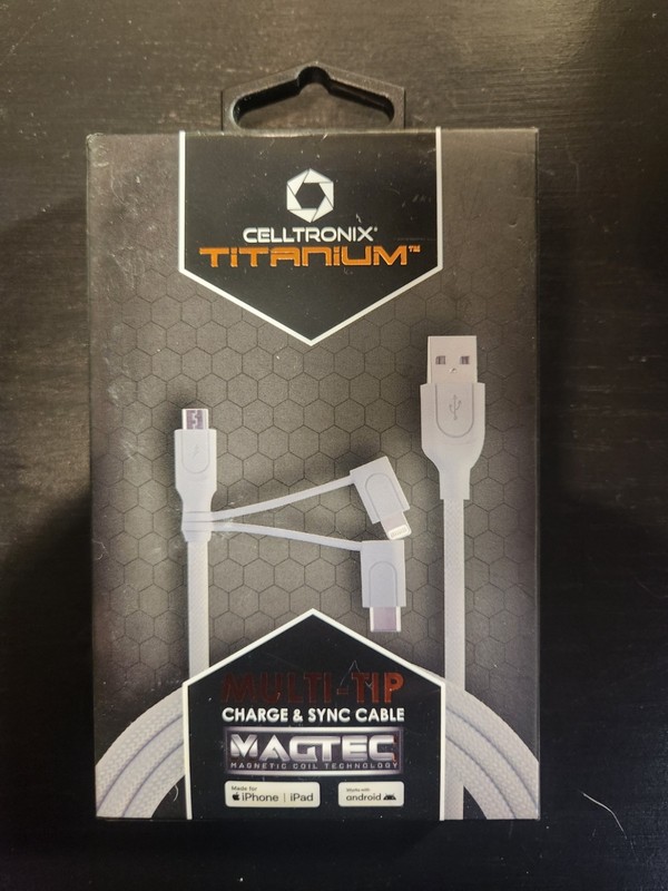 Celltronix 3-in-1 Charging Cable 4ft USB-C Micro USB iPhone Compatible