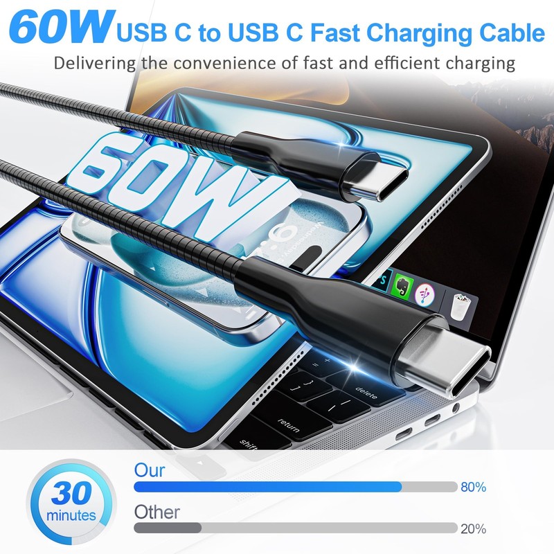 13FT USB C to USB C Cable, Cat/Dog Chew Proof Charger Cord, Long Metal Braide... gallery