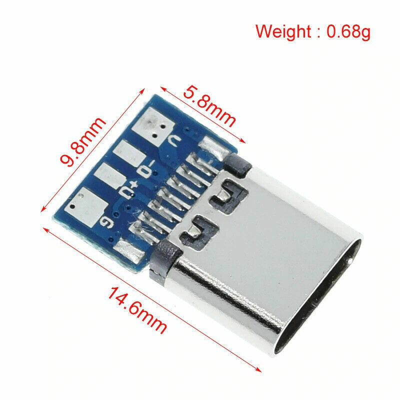 5Pair USB 3.1 Type C Male+Female DIY Solder Plug PCB Connector Socket Repair USA gallery