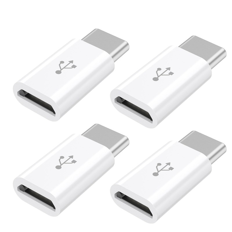4 Pack Micro USB to C Adapter, Micro-USB Female USB-C Male OTG White gallery