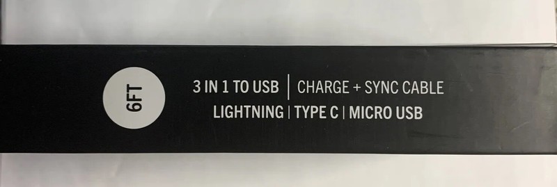 3 In 1 To USB , Quick Charge & Sync Cable, Rare Fancy Metallic Finish, 6 FT gallery