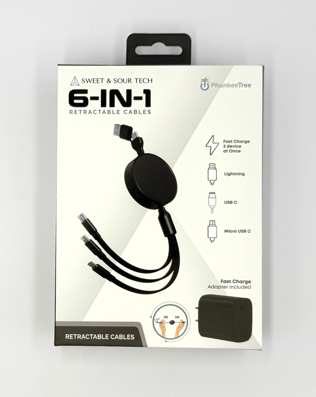 Phunkee Tree Sweet & Sour Tech 6 in 1 Retractable Cables w/Fast Charge Adapter gallery