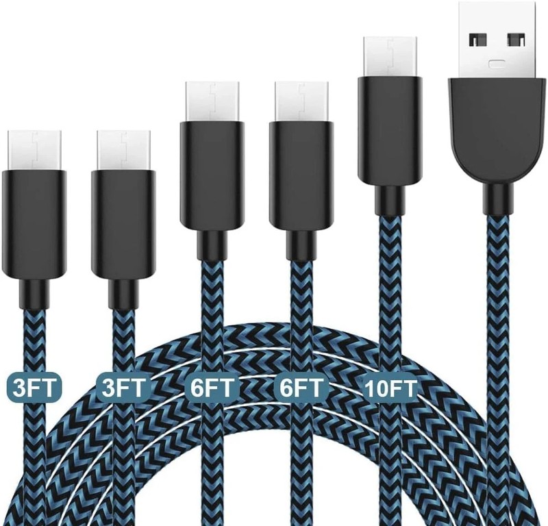 5Pack (3/3/6/6/10FT) Fast Charging 3A USB-C to USB-A Cable Rapid Charger Quick C