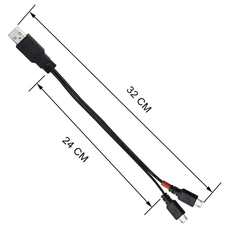12 Inch Micro USB Splitter Cable USB 2.0 Type A Male to Dual Micro USB Male Y... gallery