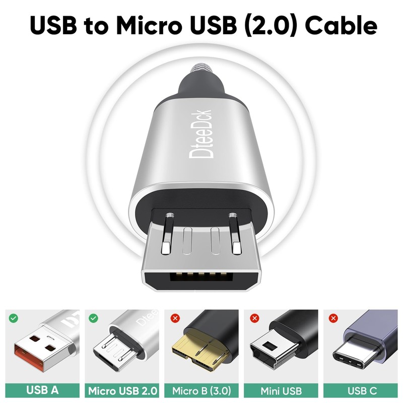 Short Micro USB Cable 6 inch, 480Mbps Data Transfer & 15W Fast Charging Micro... gallery