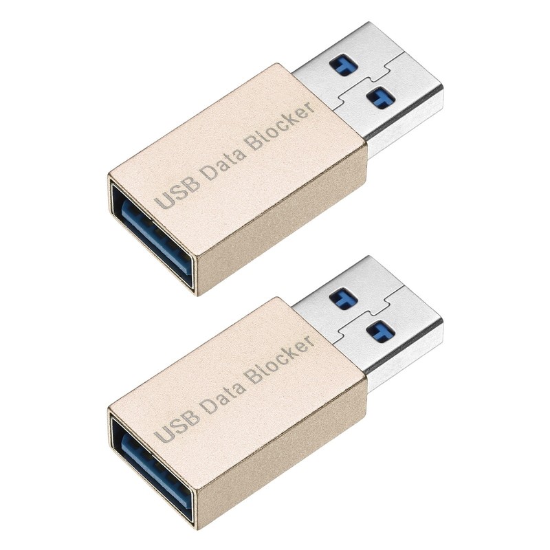 2 Pcs USB Data Blocker, USB A to A Data Protector, Gold