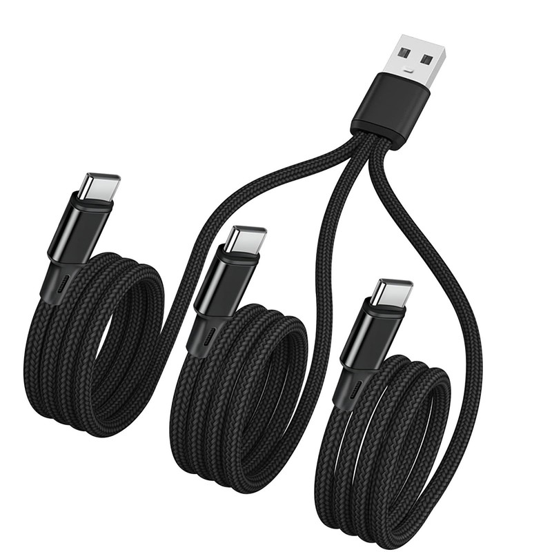 USB A to Multi 3 Type C Splitter Cable 4FT, USB A to 3USB C Port