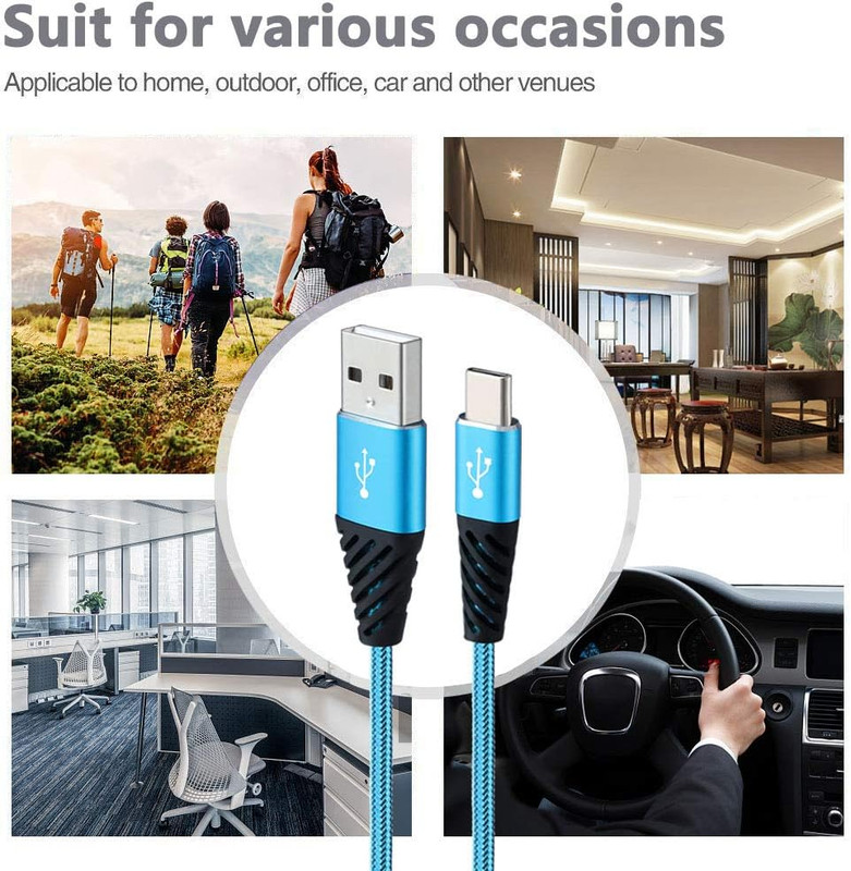 USB C 10FT Type C Charger Cable 4-Pack Fast Charging Cord USB a to USB C Cell Ph gallery