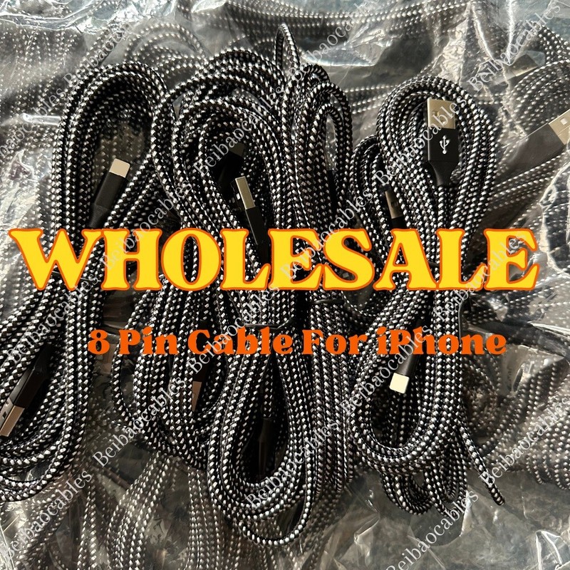Bulk Lot 6Ft Heavy Duty USB Charger Cable For iPhone 14 12 11 XR 8 7 iPad Cord