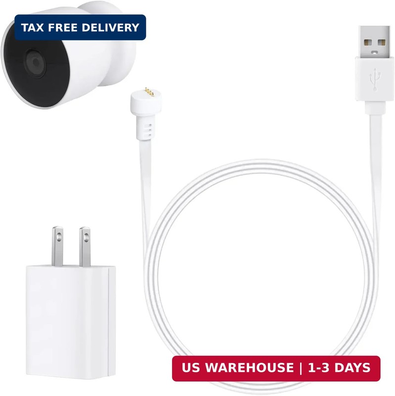 Power Cable with Adapter for Google Nest Cam Outdoor or Indoor, Battery-2nd, 10f