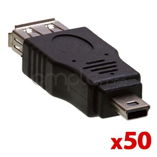 50 Pack USB 2.0 Female to Mini 5Pin Male Converter Extension Adapter