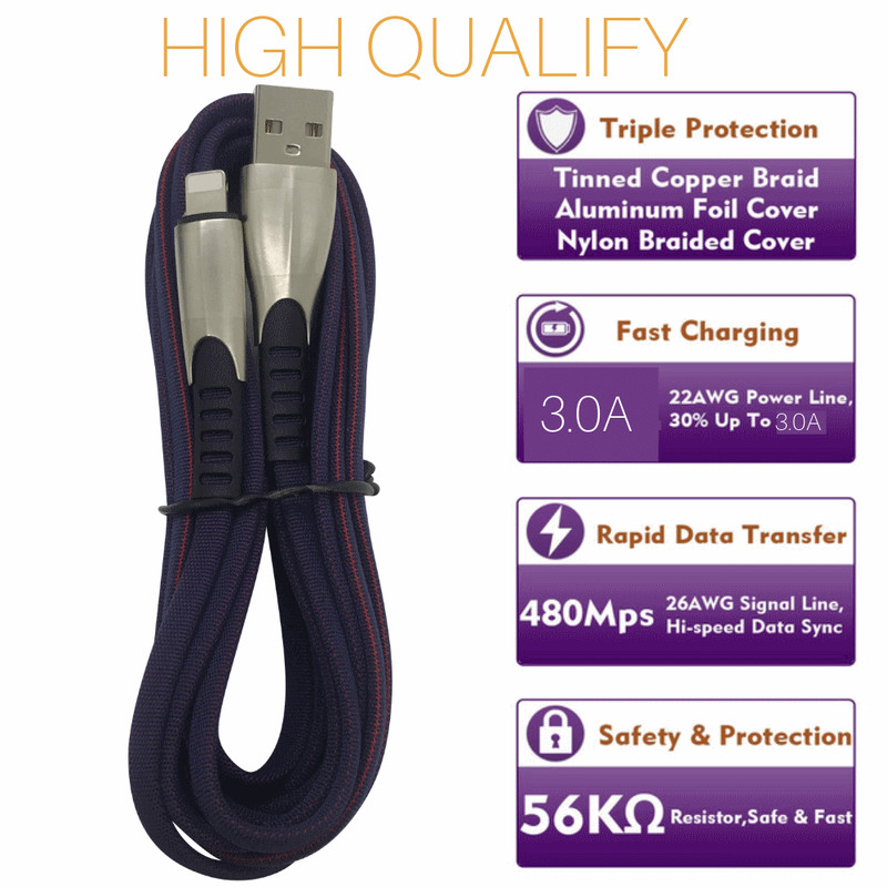 3 Pack USB Cable Heavy Duty iPhone SE 12 11 X 8 7 6 5 S Plus Charger Charging gallery