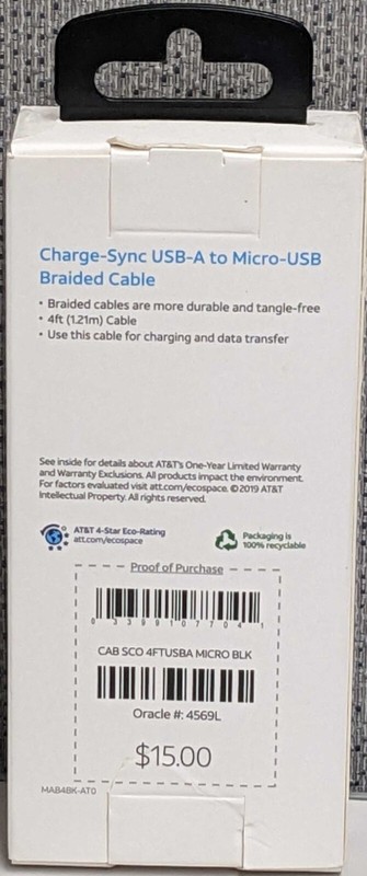 AT&T 4-foot Braided Micro USB Cable -Black gallery