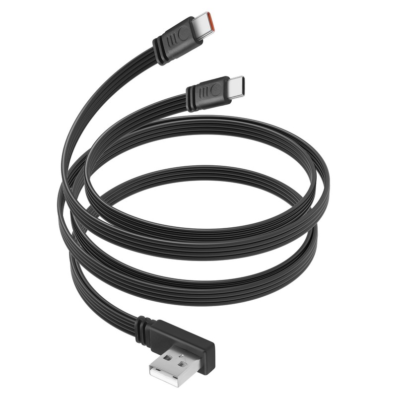 1.6 Ft Right Angle USB Y Splitter Cable 66W USB To Dual Type C Fast Charger