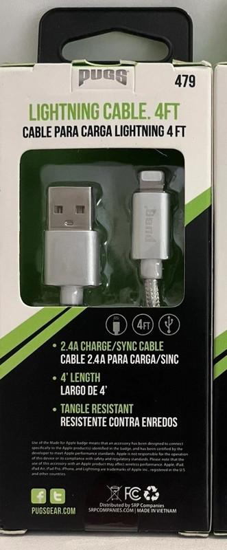Lightning To USB Cable 4ft MFi Certified TYPE-A Tangle-Free iPhone iPad iPod