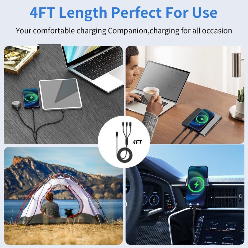 3 in 1 Multi Charging Cable, USB Cable Universal Charger, 2Pack 4FT | Phone gallery