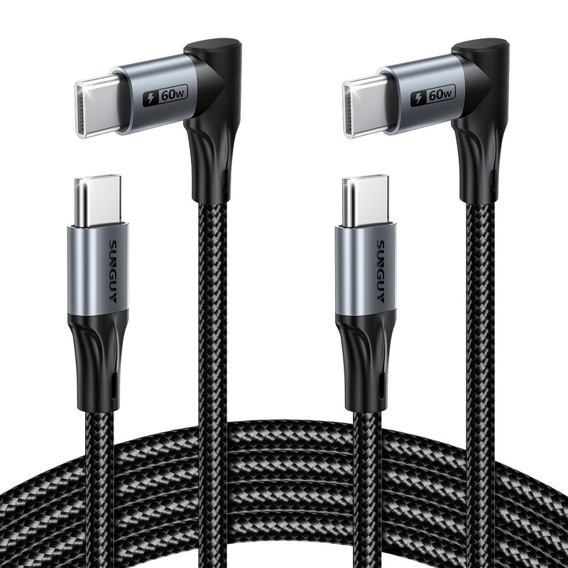 Right Angle USB C Cable 10FT 60W Fast Charging – Perfect for Thick Cases