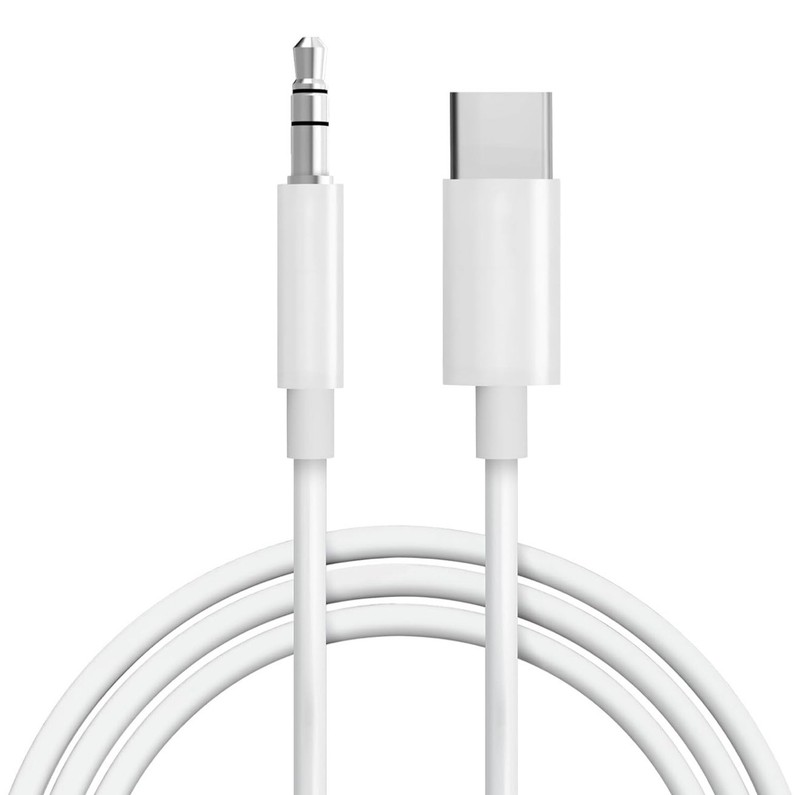 White USB C to AUX Audio Jack Cable USB TypeC to 3.5mm Headphone Stereo Cord Car