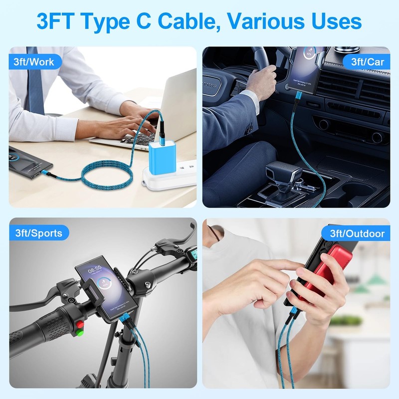 USB Charger Cable Fast Charging 3 Pack 3ft for Samsung Galaxy Z Flip 7 FE 6 5... gallery