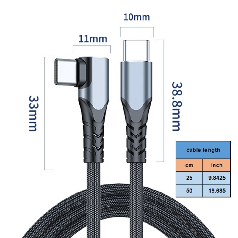 Right Angle to USB C Angled Data Transfer Fast Charging Cable 100W for Phone gallery