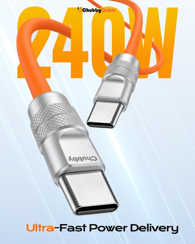 chubbycable Chubby 2.0 USB C 240W Fast Charging Cable Silicone Soft Durable U... gallery