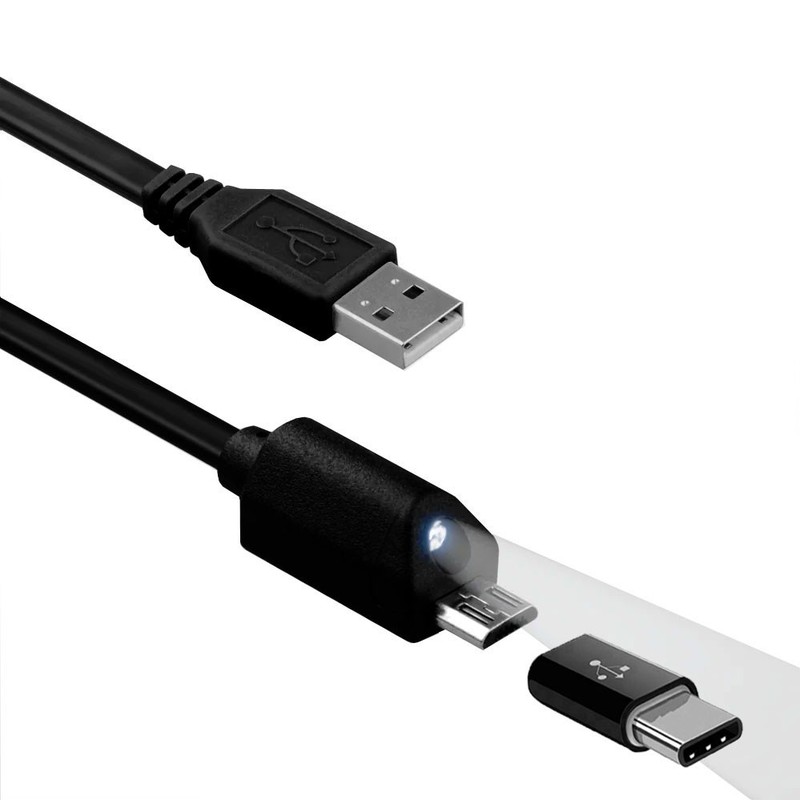 For Galaxy S25 FE/A07/A17 – 2-in-1 6ft Long USB Cable Micro-USB and USB-C