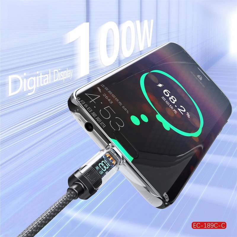 PD 100W USB C To USB C Cable Fast Charging Cord LED Display Type-C Charger 1m gallery