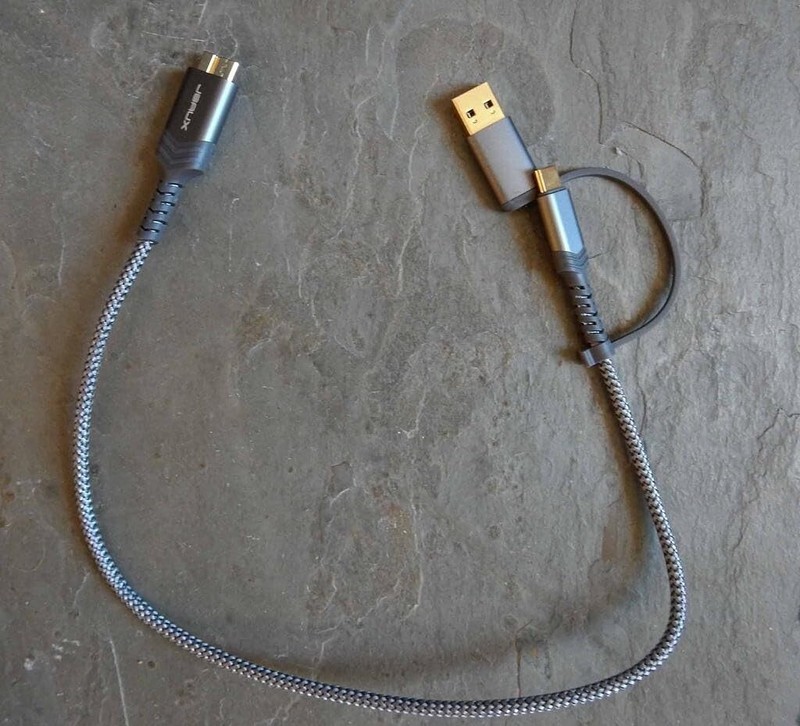 Hard Drive Cable 1.6FT, 20Gbps Micro B to USB C/A Cord External Hard Drive Cable