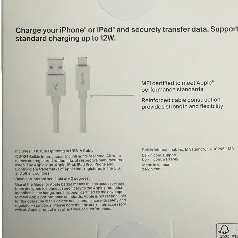 Belkin BOOST CHARGE MFi-Certified Lightning to USB-A 3M/10ft Cable New gallery