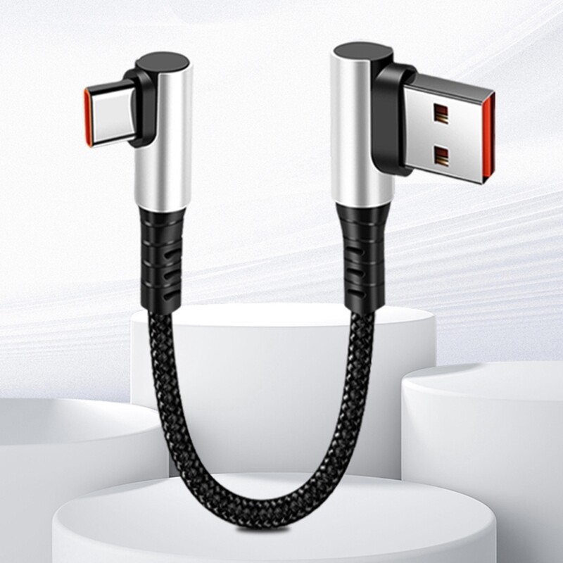 90 Degree Elbow USB to Type C Cable for Rapid Charging and Efficient Data Sync gallery