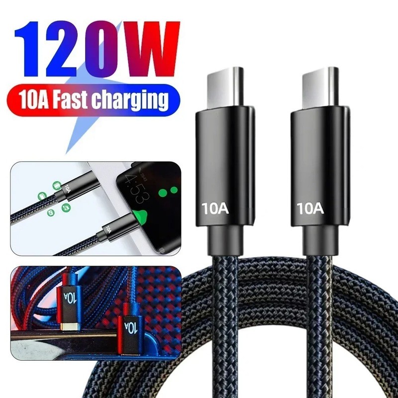 120W 10A Fast Charger PD Dual USB C To Type C Charging Cable High-speed Data Tra gallery